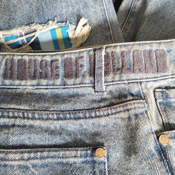 House of Holland Plaid Patchwork Distressed Jeans - Picture 8 of 8